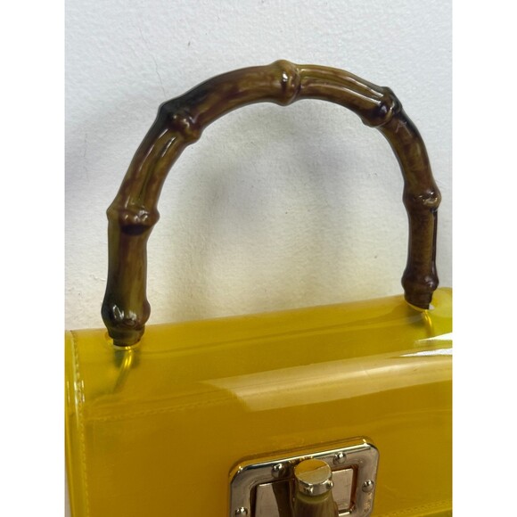 Mini Bamboo Handle Handbag In Clear High Quality PVC Crossbody Chain Strap - Picture 9 of 10